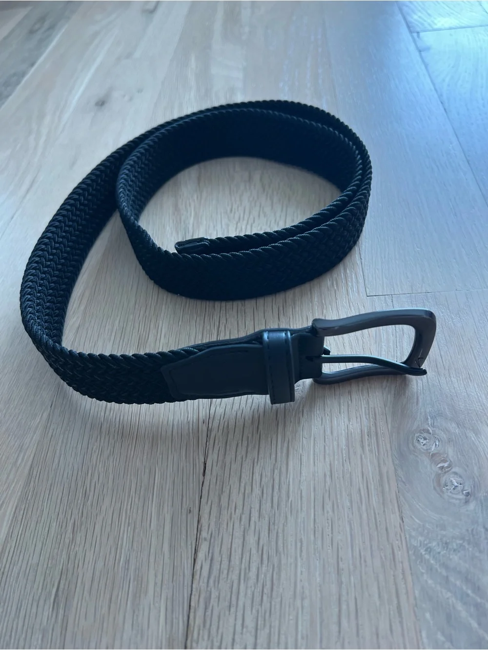 Black Woven Elastic Belt - Men